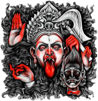 Vijaya enterprises 50 cm Angry kali mata Magnetic sticker (pack of 1) Self Adhesive Sticker(Pack of 1)