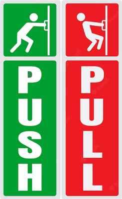 KCG 18 cm Self Adhesive Push and Pull Sign Stickers - Set of 2 Push & 2 Pull Self Adhesive Sticker(Pack of 4)