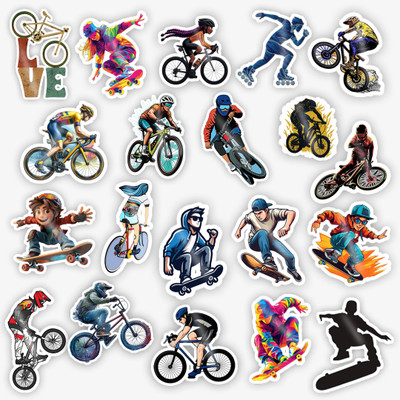 STICK STORE 2.8 inch Extreme Sports Stickers Pack – BMX, Skateboard, Rollerblade & Bike Love Decals Self Adhesive Sticker(Pack of 20)