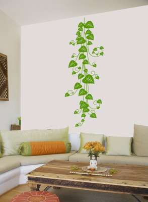 walkart 1 cm greenish leaves in vertical design Removable Sticker(Pack of 1)