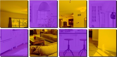 LOOK DECOR 10.16 cm very big square 4 Golden And 4 Purple Wall Sticker Self Adhesive Sticker(Pack of 8)