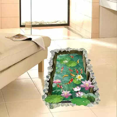 Flipkart SmartBuy 90 cm Green Fish Pond Vinyl 3D Home Décor Wallsticker ( 60 CM X 90 CM) Self Adhesive Sticker(Pack of 1)