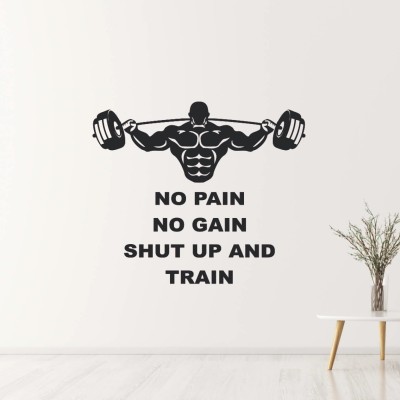 Xskin 95 cm No Pain No Gain GYM wall, Wall Stickers Home Decor Waterproof Wall Decals Self Adhesive Sticker(Pack of 1)