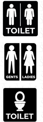 STV 30 cm STICK THE VIBE Gents Toilet & Ladies Toilet Sign Laminated Sticker (BLACK) Self Adhesive Sticker(Pack of 1)