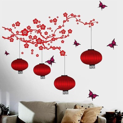 DREAM DECALS 50 inch 'Chinese Lamps in Double Sheet' Wall Sticker (PVC Vinyl, Self Adhesive Sticker(Pack of 1)