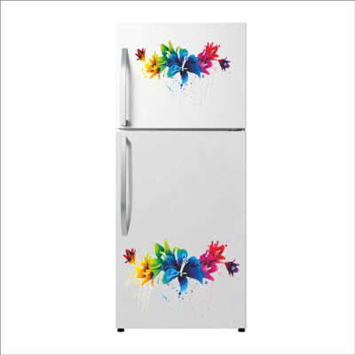 Happy Customise 23 cm Multicolor Abstract Fridge Self Adhesive Sticker(Pack of 1)