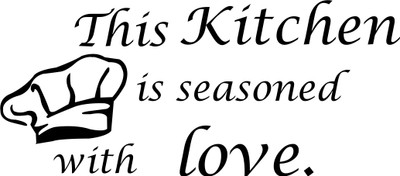 Aashrut decor 40 cm Kitchen is SeGDoned with Love' Wall Sticker for kitchen,Dining (40 cm x 91cm) Self Adhesive Sticker(Pack of 1)