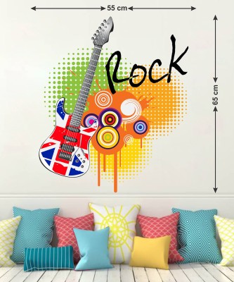 WALL STICKS 76.2 cm MUSIC WITH GUITAR WALL STICKER Self Adhesive Sticker(Pack of 1)