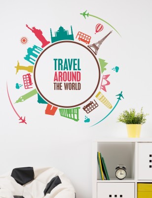 Iyla Myla 100 cm Travel Around the World Self Adhesive Sticker(Pack of 1)