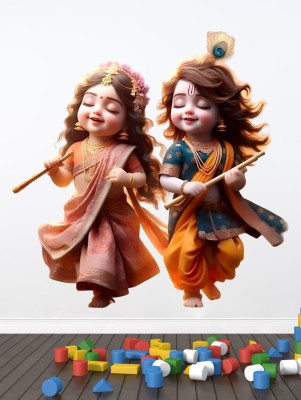 Approach Decor 48 cm Lord Krishna Radha Wall Sticker For Living Room Bedroom Kids Room Home Decor Self Adhesive Sticker(Pack of 1)