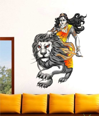 ZEN TREK 45 cm Durga with Lion Wall Decal Sticker Self Adhesive Sticker(Pack of 1)