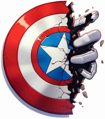 SkyOlla 60 cm Captain America Wall Sticker – Self Adhesive Vinyl Décor for Kids’ Room Self Adhesive Sticker(Pack of 1)