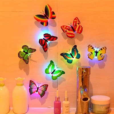 SmartWindow 6 cm 3D Multicolor Butterfly Night Light Butterfly Sticker (6CM x 7CM, 12 Pcs) Self Adhesive Sticker(Pack of 12)
