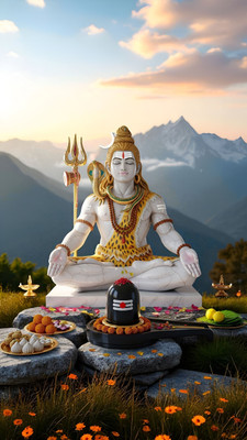 swaroopa 16.5 inch Shiv Shankar Sticker Self Adhesive Sticker(Pack of 1)