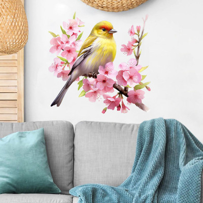 SoFFXia 18 inch Canaries Birds Decorative Wall Sticker for Living Room, Home, Office EDWS_16506 Self Adhesive Sticker(Pack of 1)