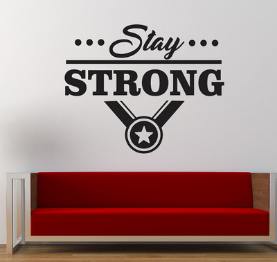 Wallzone 80 cm STAY STRONG Removable Sticker(Pack of 1)
