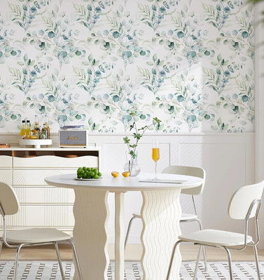 FOKRIM 300 cm floral green white 45x300 Self Adhesive Sticker(Pack of 1)