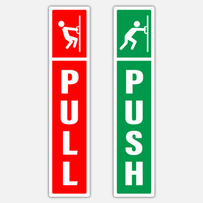 RSB HUB 23.6 inch Push & Pull Door Stickers - Pack of 2 pcs Each ( Push -2 Pcs , Pull-2 Pcs) Self Adhesive Sticker(Pack of 2)