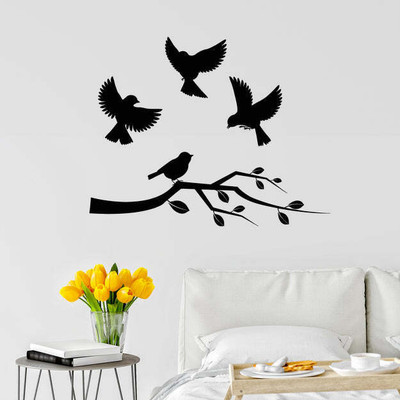 Xskin 27 cm On Tree Branches Bedroom Self Adhesive Sticker(Pack of 1)