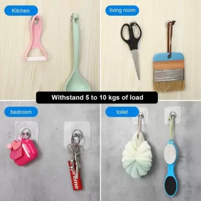 Zenith art 48 Pcs Self Adhesive Heavy Duty Transparent Nail Screw Sticker Hooks X48.04 Swivel Hook 48(Pack of 1)