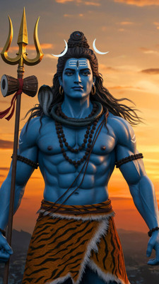 swaroopa 16.5 inch Shiv Shankar mahadev A3 size non tearable sticker Self Adhesive Sticker(Pack of 1)