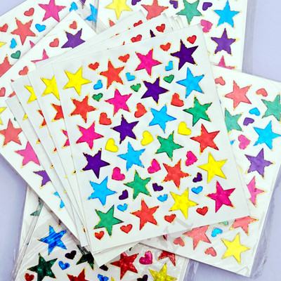 OneXone 2 cm 530 Sticker, Colorful Star & Heart Sticker for Art n Craft Kids School Project Self Adhesive Sticker(Pack of 10)