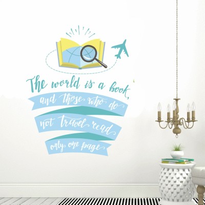 DivineDesigns 51 cm World is a Book Sticker Self Adhesive Sticker(Pack of 1)