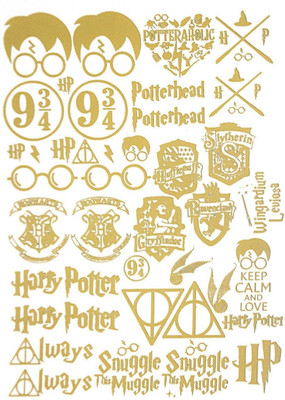Joy Art 15 cm A6 Harry Potter Premium Golden Color Resin Art & DIY Craft Self Adhesive Sticker(Pack of 1)