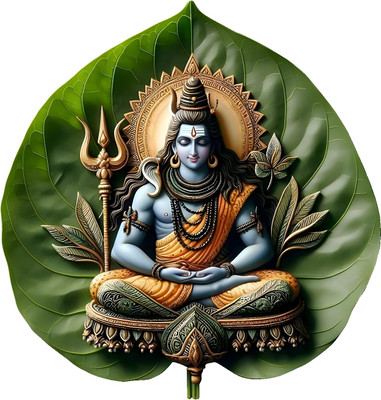 Stylishdecors 58 cm lord shiva with pan leaf Self Adhesive Sticker(Pack of 1)