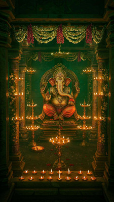 swaroopa 16.5 inch Lord Ganesha Sticker Self Adhesive Sticker(Pack of 1)