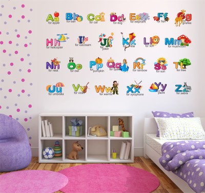 LANSTICK 69 cm Colourful Alphabets for Kids Learning decals Self Adhesive Sticker(Pack of 26)