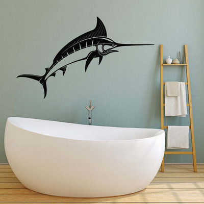 SnappyVinyl 27 cm Swordfish Sea Fish Self Adhesive Sticker(Pack of 1)
