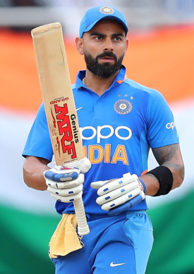 Dumdic 30 cm Virat Kohli With MRF Bat A4 Strong Self Adhesive Sticker(Pack of 1)