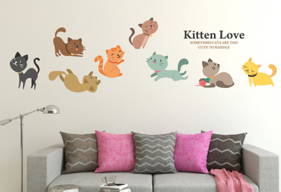 Happy Walls 70 cm Kittens Love Self Adhesive Sticker(Pack of 1)