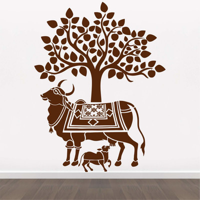 stylishdecor 60 cm M...kaam dhenu gai Self Adhesive Sticker(Pack of 1)