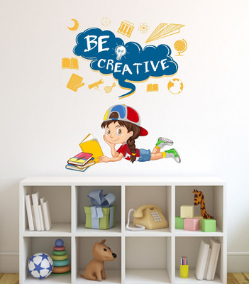 Flipkart SmartBuy 70 cm Girl Reading Book|Be Creative|Decoration For Home|Removeble Self Adhesive Sticker(Pack of 1)