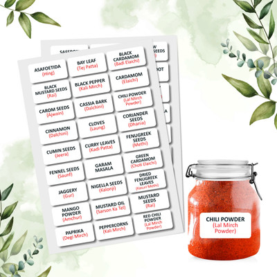 Saanvik Store 6.35 cm Printed Labels Stickers for Mason Jars & Containers Water Proof (Pack of 54 pcs) Self Adhesive Sticker(Pack of 54)