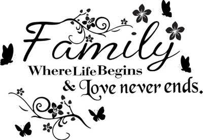 crystalsign 27 cm New Modern Art Family Quote In Black & White_S Self Adhesive Sticker(Pack of 1)
