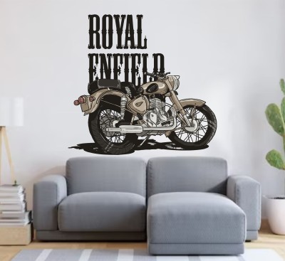 MEHMETDECOR 58 cm Royal Enfield Bullet bike Wall Stickers & Murals Size - 58x55cm Self Adhesive Sticker(Pack of 1)