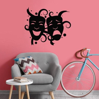 SnappyVinyl 27 cm Face Masks Wall Sticker PVC Vinyl Self Adhesive Sticker(Pack of 1)