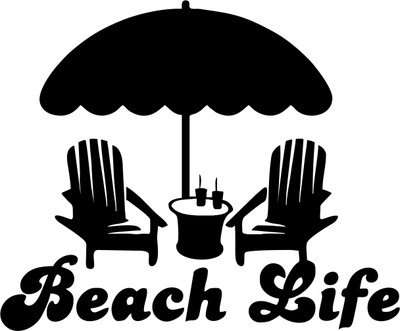 Aashrut decor 58 cm beach life umbrella decal Self Adhesive Sticker(Pack of 1)
