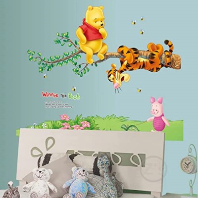 JAAMSO ROYALS 70 cm Winnie the Pooh Bear Swing ( 50 CM X 70 CM ) Self Adhesive Sticker(Pack of 1)