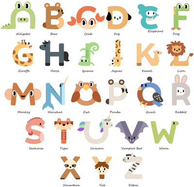 stylishdecor 67 cm alphabets in animal formate Self Adhesive Sticker(Pack of 1)