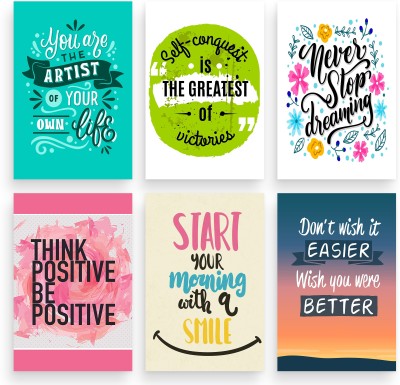 ModernDecor 45.72 cm Motivational Quote Poster For Room Home office Gym Wall Decor (Size12x18 In)s26 Self Adhesive Sticker(Pack of 6)