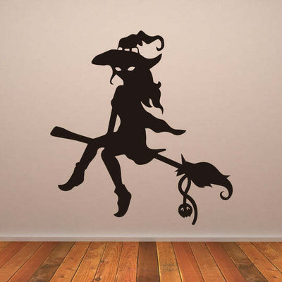 Xskin 42 cm Witch on Broomstick Halloween Self Adhesive Sticker(Pack of 1)