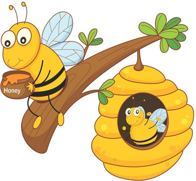 MIIKOR 50 cm Honey bees | Non-Reusable Stickers Self Adhesive Sticker(Pack of 1)