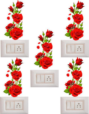 Stickerberry 25 cm Beautifiul Red Rose Switch Board sticker For Home Decor Self Adhesive Sticker(Pack of 1)