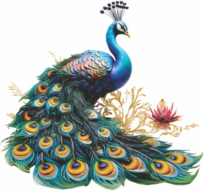 Riditcreation 58 inch PEACOCK Self Adhesive Sticker(Pack of 1)