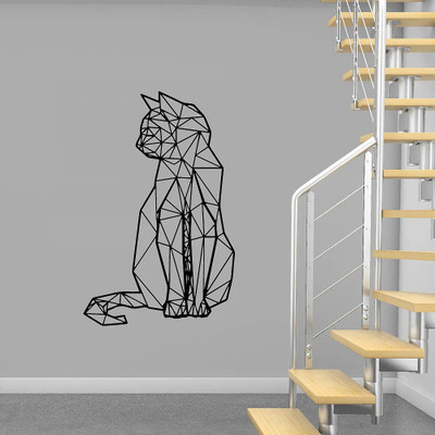 Xskin 28 cm Cute Cat Geometry, Wall Stickers Home Decor Waterproof Wall Decals Self Adhesive Sticker(Pack of 1)