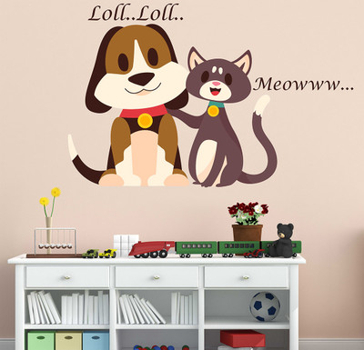 Littlebuds 80 cm Dog And Cat Removable Sticker(Pack of 1)